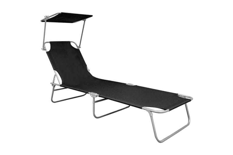 Hopfällbar solsäng med tak svart aluminium - Svart - Utemöbler - Utestol & trädgårdsstol - Positionsstolar