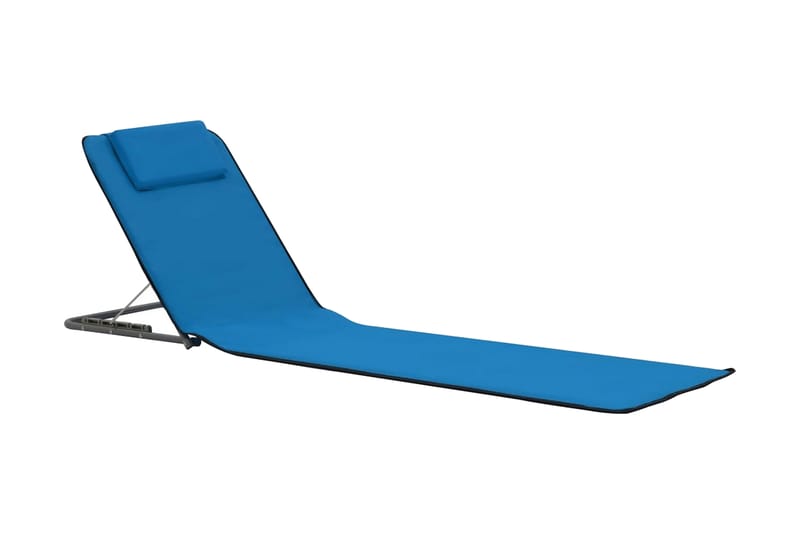 Hopfällbara strandmattor 2 st stål och tyg blå