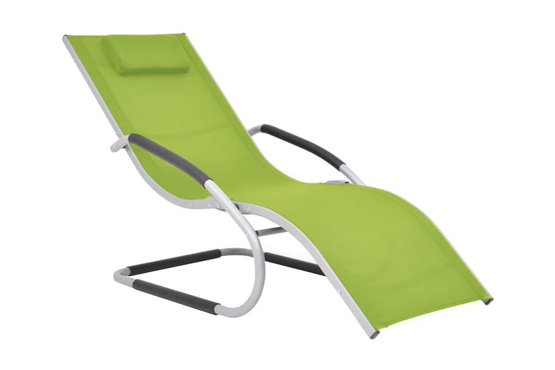Solsäng med kudde aluminium och textilen grön - Grön - Utemöbler - Stolar & Fåtöljer ute - Solsängar & solvagnar