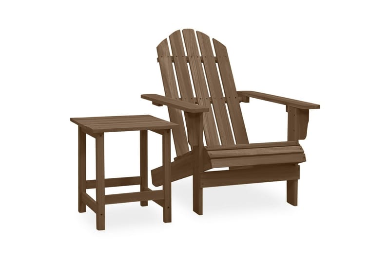 Adirondackstol med bord massivt granträ brun - Brun - Utemöbler - Utestol & trädgårdsstol - Solstolar - Däckstol