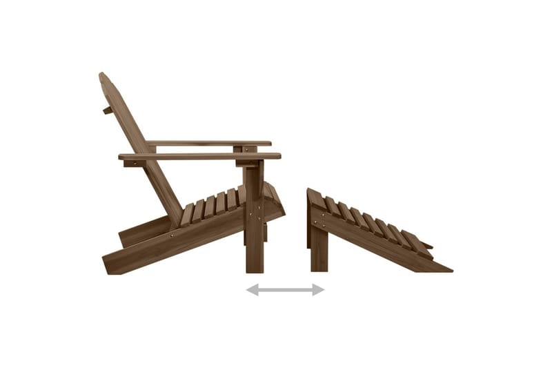 Adirondackstol med fotpall och bord massivt granträ brun - Brun - Utemöbler - Utestol & trädgårdsstol - Solstolar - Däckstol