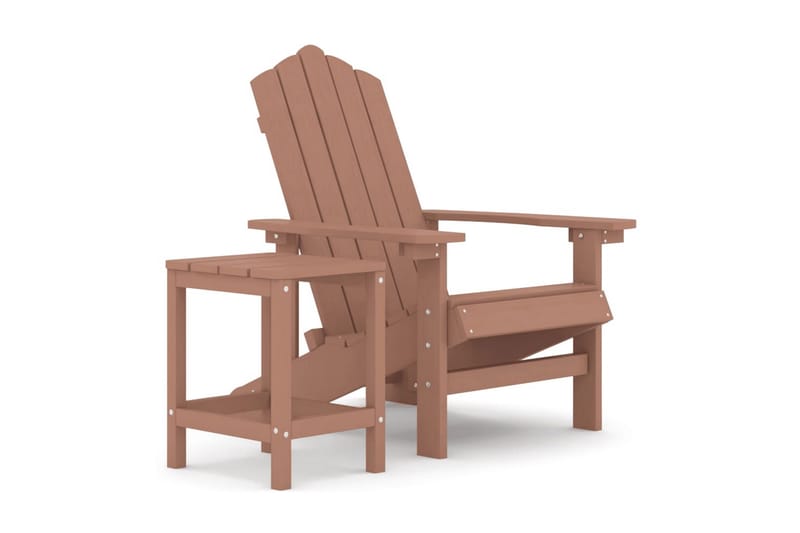 Däckstol för trädgården med bord HDPE brun - Brun - Utemöbler - Utestol & trädgårdsstol - Solstolar - Däckstol