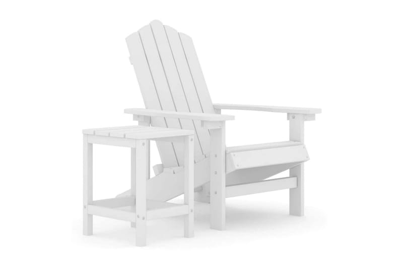 Däckstol för trädgården med bord HDPE vit - Vit - Utemöbler - Utestol & trädgårdsstol - Solstolar - Däckstol