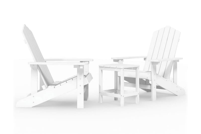 Däckstolar för trädgården med bord HDPE vit - Vit - Utemöbler - Utestol & trädgårdsstol - Solstolar - Däckstol