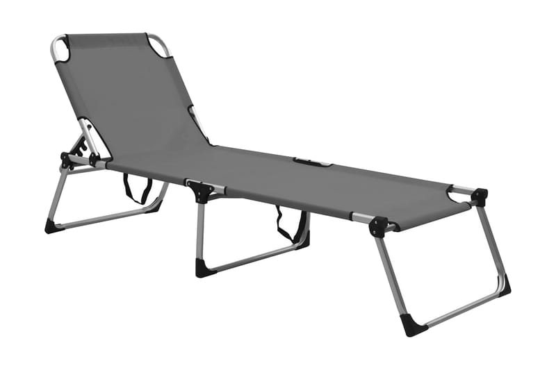 Extra hög solstol för seniorer hopfällbar grå aluminium - Grå - Utemöbler - Stolar & Fåtöljer ute - Solstolar