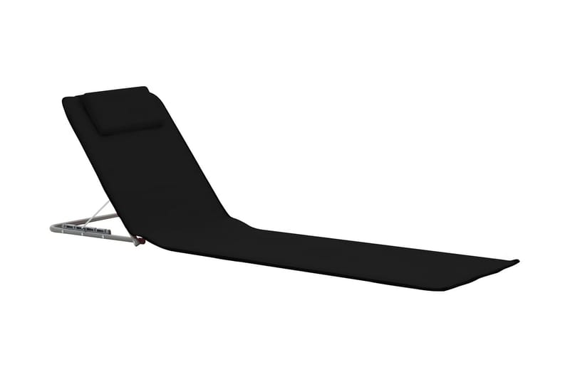 Hopfällbara strandmattor 2 st stål och tyg svart - Svart - Utemöbler - Utestol & trädgårdsstol - Solstolar