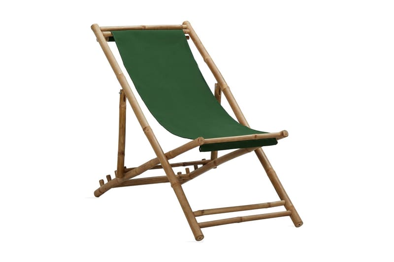 Solstol bambu och kanvas grön - Grön - Utemöbler - Utestol & trädgårdsstol - Solstolar