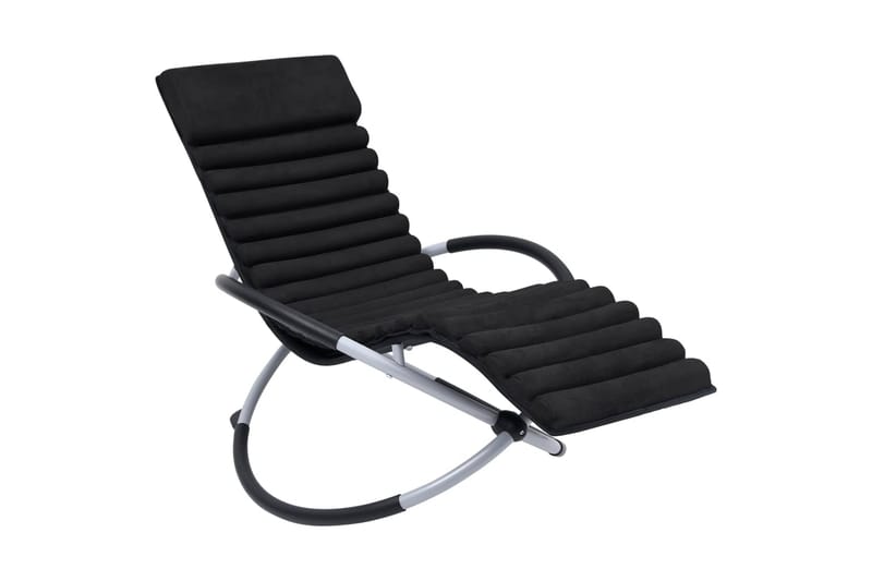 Solstol med dyna stål svart - Svart - Utemöbler - Loungemöbler - Solbädd