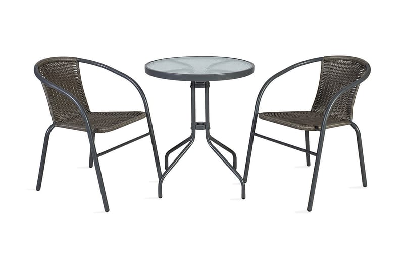 Balkong set BISTRO bord och 2 stolar D60xH70 grå - Utemöbler - Utomhusgrupp - Cafegrupper