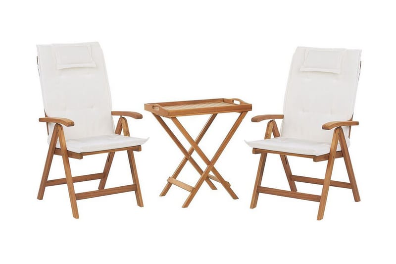 Balkongset av bord och 2 stolar krämvit JAVA - Trä/natur - Utemöbler - Utomhusgrupp - Cafegrupper