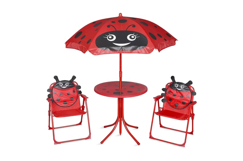Cafébord för barn med parasoll 3 delar röd