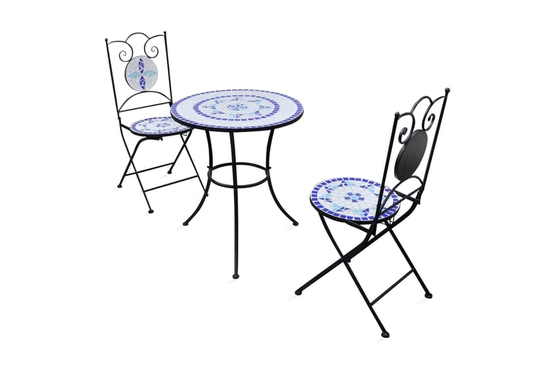 Caféset 3 delar keramik blå och vit - Blå - Utemöbler - Utomhusgrupp - Cafegrupper