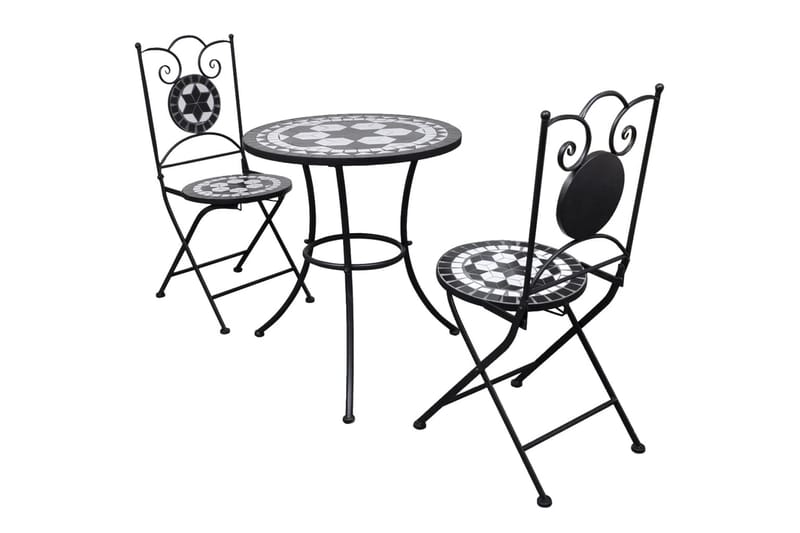Caféset 3 delar keramik svart och vit - Svart - Utemöbler - Balkong - Balkongmöbler - Balkonggrupp