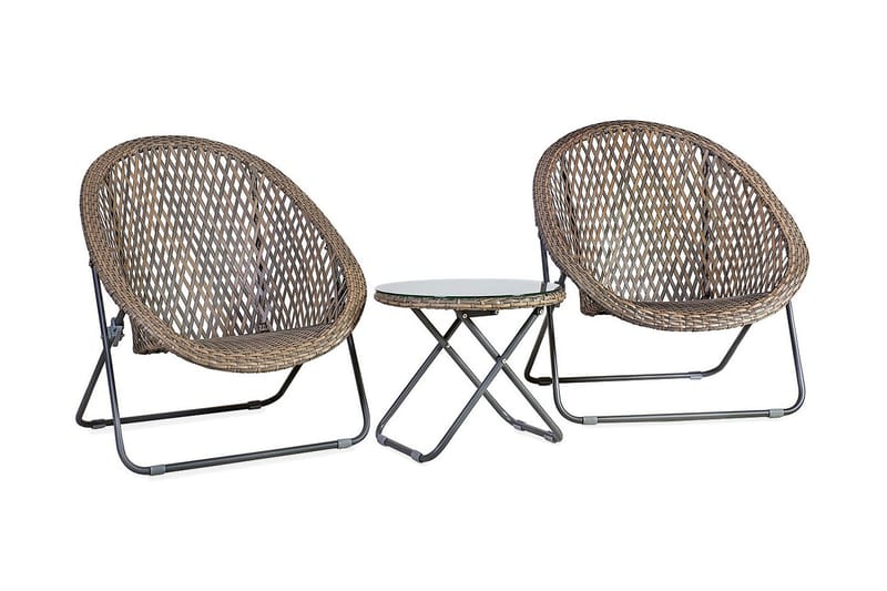Möbelset TURKU 2 stolar och bord hopfällbart - Utemöbler - Utegrupp - Cafeset