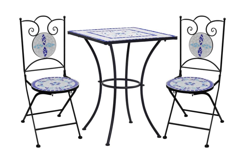 Mosaikbord 3 st keramik blå och vit - Blå - Utemöbler - Utomhusgrupp - Cafegrupper