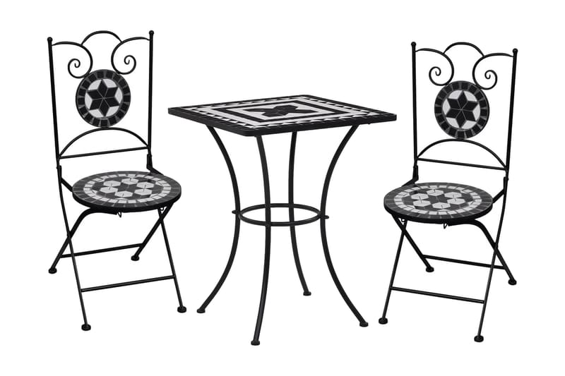 Mosaikbord 3 st keramik svart och vit - Svart - Utemöbler - Balkong - Balkongmöbler - Balkonggrupp