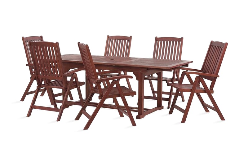 Trädgårdsmöbelset av bord och 6 stolar akaciaträ TOSCANA - Trä/Natur - Utemöbler - Utegrupp - Matgrupp utomhus