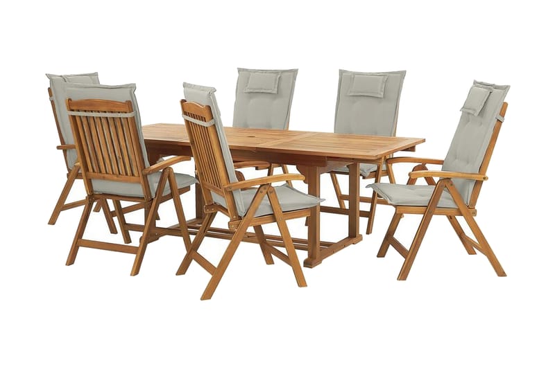 Trädgårdsmöbelset av bord och 6 stolar JAVA - Trä/natur - Utemöbler - Utegrupp - Matgrupp utomhus