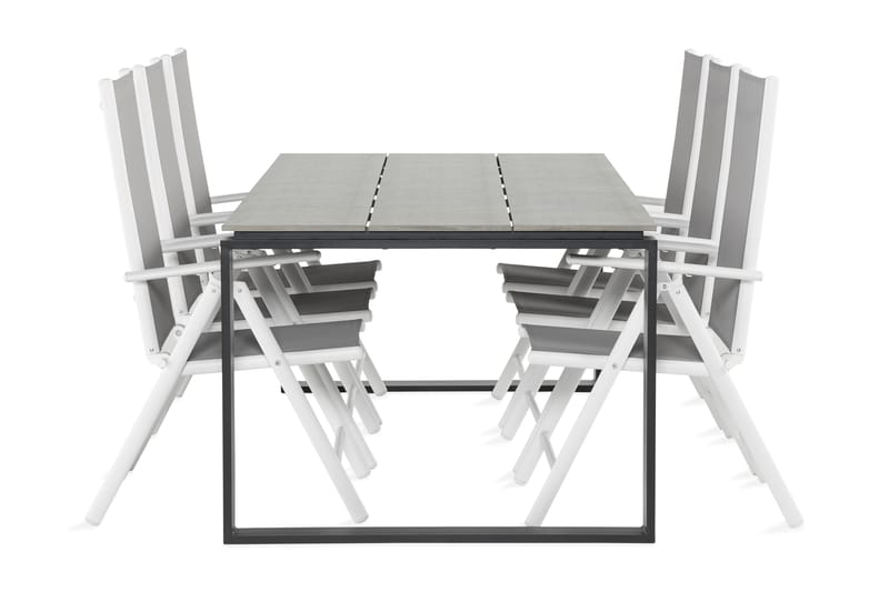 Turieno Matgrupp 210 cm + 6 Maggie Positionsstolar - Vit/Grå - Utemöbler - Matgrupper utomhus - Kompletta matgrupper