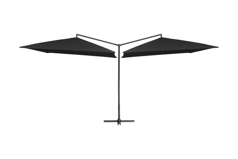 Dubbelt parasoll med stålstång 250x250 cm svart - Svart - Utemöbler - Solskydd - Parasoller